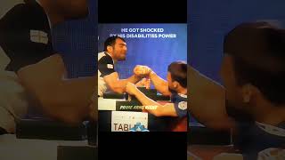 He got shocked by his rival Disabilities power🗿⚡ armwrestling deniscyplenkov karma edit shorts [upl. by Marlo200]