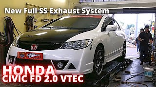 New Full SS Exhaust System  HONDA CIVIC FD 20 VTEC [upl. by Eihcir]