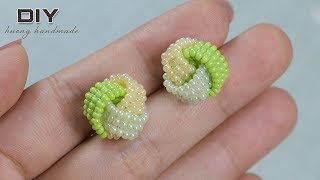 How to make beaded stud earrings Knot earrings diy [upl. by Kcirevam]