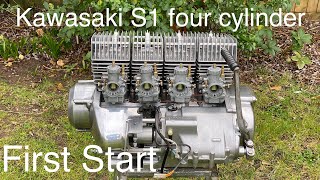 Kawasaki S1 550 four cylinder first start ignition timing and carbs Episode 7 [upl. by Winfred]