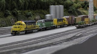 N Scale Layout video update No 12  test run Intermountain SD402 ESU Loksound [upl. by Analise]