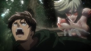 FULL HD ENG SUB Shingeki No Kyojin  Female Titan Confronts Eren [upl. by Vladamar68]