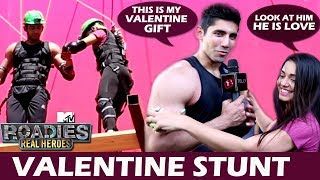 Roadies Real Heroes Host Divya Agarwal amp Varun Sood Perform Daring Stunt For This Valentine [upl. by Dlorah]