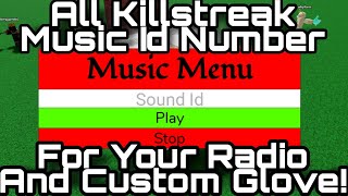 All Killstreak Music IDS To Use With Your Radio Gamepass Or Custom Glove  Slap Battles Roblox [upl. by Turner458]