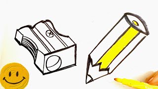 How to draw Pencil sharpener pencil drawing utensils Easy drawing for kids forkids easydraw [upl. by Photima592]