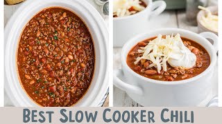 🍲The BEST Crockpot Chili 3 secret ingredients [upl. by Audrie]