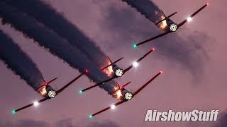 Aeroshell Aerobatic Team Night Show  EAA AirVenture Oshkosh 2019 [upl. by Oinotnanauj]