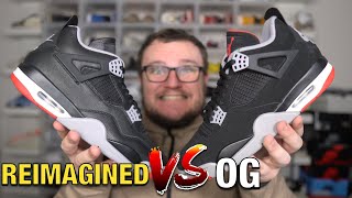 Air Jordan 4 Bred Reimagined vs OG Comparison [upl. by Larrej]