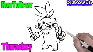 How to draw Pokemon  Thwackey  easy drawing step by step [upl. by Terti]