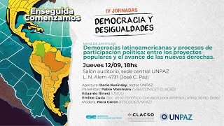 IV JORNADAS DEMOCRACIA Y DESIGUALDADES  MESA APERTURA UNPAZ [upl. by Eirehc]