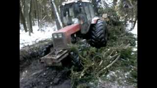 Belarus Mtz 1025 forestry tractor working in winter [upl. by Anastos]