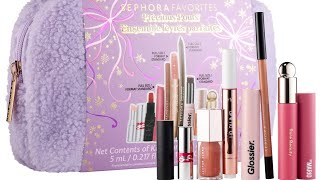 New ​⁠Sephora Precious Pouts lip set holiday 2024 haul and unboxing tryons [upl. by Eniamsaj]