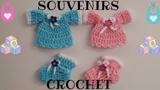 Parte 2 Tiernos recuerdos para baby shower tejidos en CROCHET en una sola pieza [upl. by Towney]