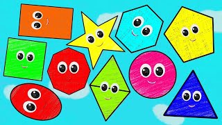 Ten Little Shapes Counting Song and Kindergarten Rhyme for Kids [upl. by Ledah270]