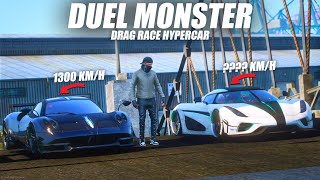 PAGANI HUAYRA 1300KMH DITANTANG KOENIGSEGG REGERA  DRAG RACE HYPERCAR DI GTA 5 ROLEPLAY [upl. by Hadeehuat942]