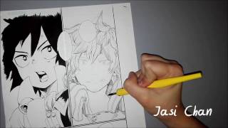 Inking a Manga Panel Practice  Tiamat Barrage [upl. by Ssegrub]