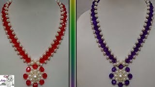 80 How to Make Pearl Beaded Necklace  Diy  Jewellery Making [upl. by Iamhaj]