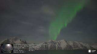 Bright moon aurora highlight  Lyngen North live cam [upl. by Hallette318]