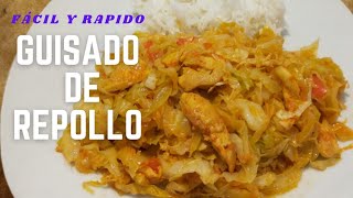 COL O REPOLLO GUISADO con Pollo Receta de Comida Saludable y Delíciosa 😋 [upl. by Macnair]