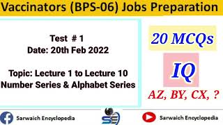 Test  1  Vaccinators jobs Preparation Topic  IQ  Number Series amp Alphabet Series [upl. by Theis896]