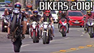 BIKERS 2018 Superbikes Wheelies Burnouts Stoppies and Loud Exhaust Sounds [upl. by Esinyl]