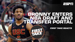 🚨 Bronny James DECLARES for NBA DRAFT amp ENTERS TRANSFER PORTAL 🚨 Stephen A REACTS  First Take [upl. by Neersan]