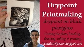 How to make a drypoint print from black plexiglass  Printmaking Tutorial [upl. by Aymahs958]