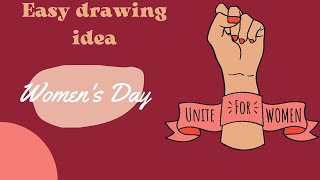 Easy girl Drawing idea Pencil sketch  Womens day [upl. by Anirhtak]