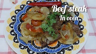 Best beef steak in oven اطيب بيف ستيك مع الخضار بالفرن [upl. by Perr]