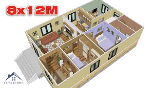 CozyHomes  Mẫu Nhà 8x12m  3 Phòng Ngủ  Home Plan 8x12m  Casa 8x12m [upl. by Kaplan379]