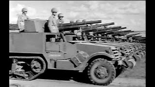 M3 Motor Gun Carriage Half Track Tank Destroyers at Camp Hood 1943 Restored [upl. by Leatri]