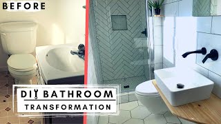 Small Bathroom Remodel Time Lapse Converting a Half Bath to Full Bath [upl. by Elgar]