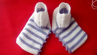 Tuto tricot chaussons au tricot 12 ans part 22 [upl. by Kannry276]