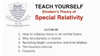 Lecture 3 Simultaneity and Causality Special Relativity  English  Pervez Hoodbhoy [upl. by Latea]