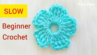 How To Crochet A Simple Flower I Step by Step Crochet Flower Tutorial For Beginners [upl. by Ehcsrop]