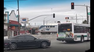 VIDEO Fiery Amtrak Crash  Train Hits Vehicle On Tracks In Oakland [upl. by Anilocin991]