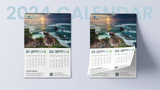 Wall Calendar Design 2024 How to Design Professional Calendar in Adobe Photoshop [upl. by Chandal479]