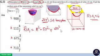 A hemispherical depression of diameter 4 cm is cut out from each face of a cubical block of sides 10 [upl. by Nekial821]