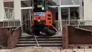 DIGGER GOES MENTAL INTO HOTEL LOBBY TRAVELODGE LIVERPOOL  Builder didnt get paid so went nuts [upl. by Laurance]