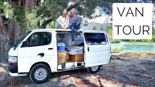 VAN TOUR  Full Time Van Life  DIY Toyota Hiace [upl. by Hsima]