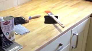 Sanding and oiling a kitchen worktop [upl. by Aineval]