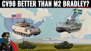 US M2 Bradley infantry fighting vehicle or Swedish CV90 Which is better suited for modern wars [upl. by Aihsetel564]