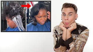 Hairdresser Reacts To Relaxer Treatment Satisfying [upl. by Christianna]