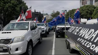 New Zealand Covid protest convoy jams streets near parliament  AFP [upl. by Darooge933]