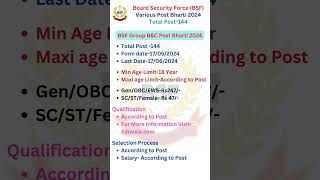 BSF New Vacancy 2024 Official Notice Out ✅ Online Apply Link Active  BSF New Bharti 2024 Notice ℹ️ [upl. by Kandy]