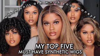 5 MUST HAVE SYNTHETIC WIGS  MY TOP FIVE  Courtney Jinean [upl. by Elenore]