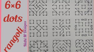 Daily use 6×6 dots rangoli for beginners Easy muggulu9 days simple rangoli designsSquare🔲 rangoli [upl. by Sue]