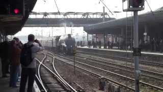 LNER A4 60007 Sir Nigel Gresley at Doncaster Railway Station with The Cathedrals Express [upl. by Dilaw]