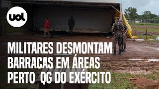 Militares desmontam barracas de acampamento golpista próximo ao QG do Exército em Brasília [upl. by Artinahs]