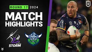 NRL 2024  Storm v Raiders  Match Highlights [upl. by Lilybelle]